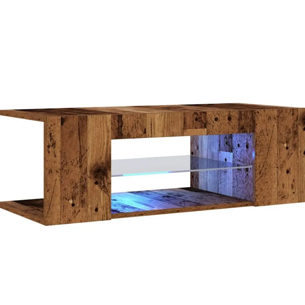 vidaXL Muebles Tv-Mueble TV luces LED madera ingeniería envejecida 90x39x30 cm