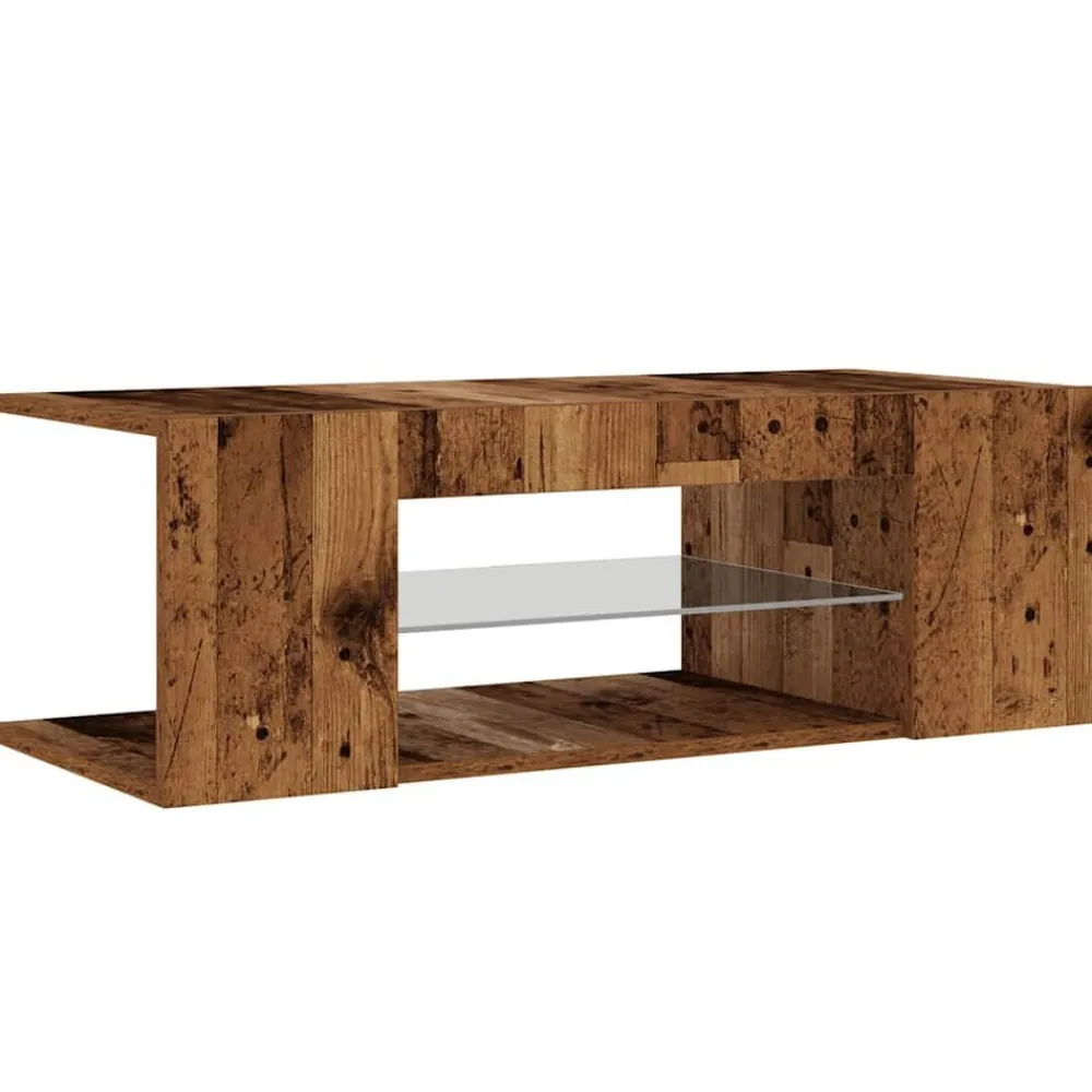 vidaXL Muebles Tv-Mueble TV luces LED madera ingeniería envejecida 90x39x30 cm