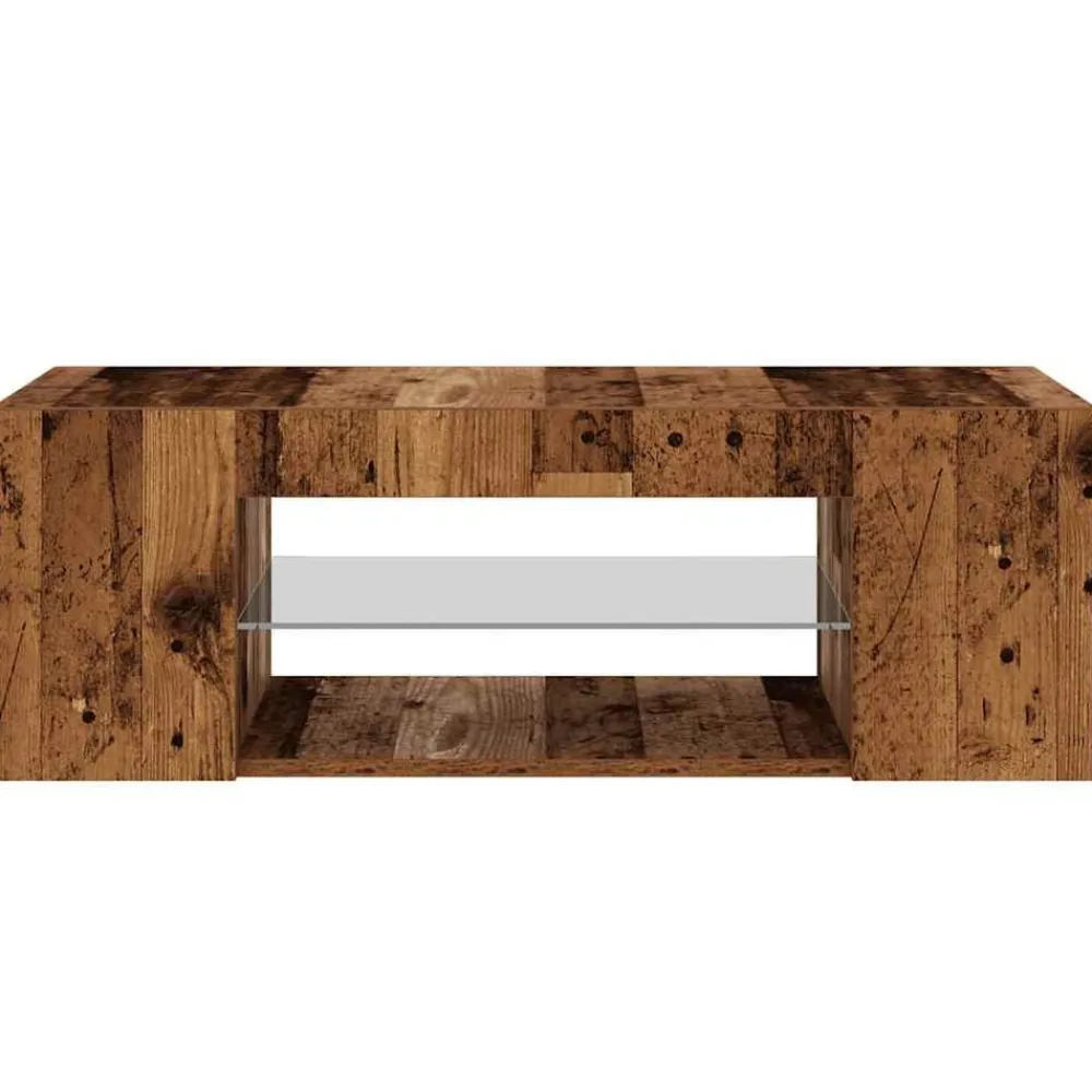 vidaXL Muebles Tv-Mueble TV luces LED madera ingeniería envejecida 90x39x30 cm