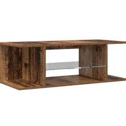 vidaXL Muebles Tv-Mueble TV luces LED madera ingeniería envejecida 90x39x30 cm