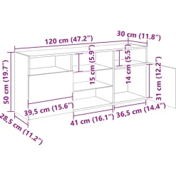 vidaXL Mueble TV luces LED madera ingeniería envejecida 120x30x50 cm Madera antigua Discount
