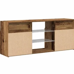 vidaXL Mueble TV luces LED madera ingeniería envejecida 120x30x50 cm Madera antigua Discount
