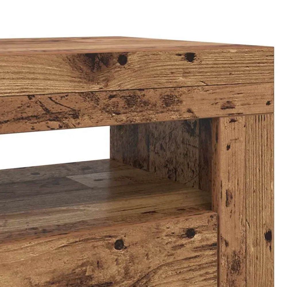 vidaXL Muebles Tv-Mueble TV luces LED madera ingeniería envejecida 90x35x40 cm