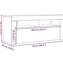 vidaXL Muebles Tv-Mueble TV luces LED madera ingeniería envejecida 90x35x40 cm