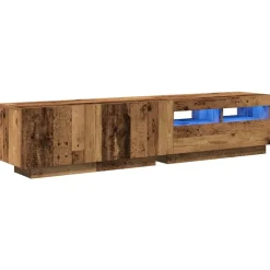 vidaXL Mueble TV luces LED madera ingeniería envejecida 180x35x40 cm Madera antigua Sale