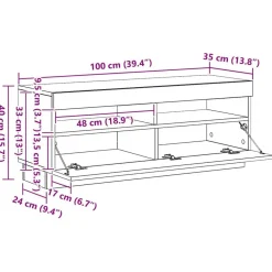 vidaXL Muebles Tv-Mueble TV luces LED madera ingeniería 100x35x40cm