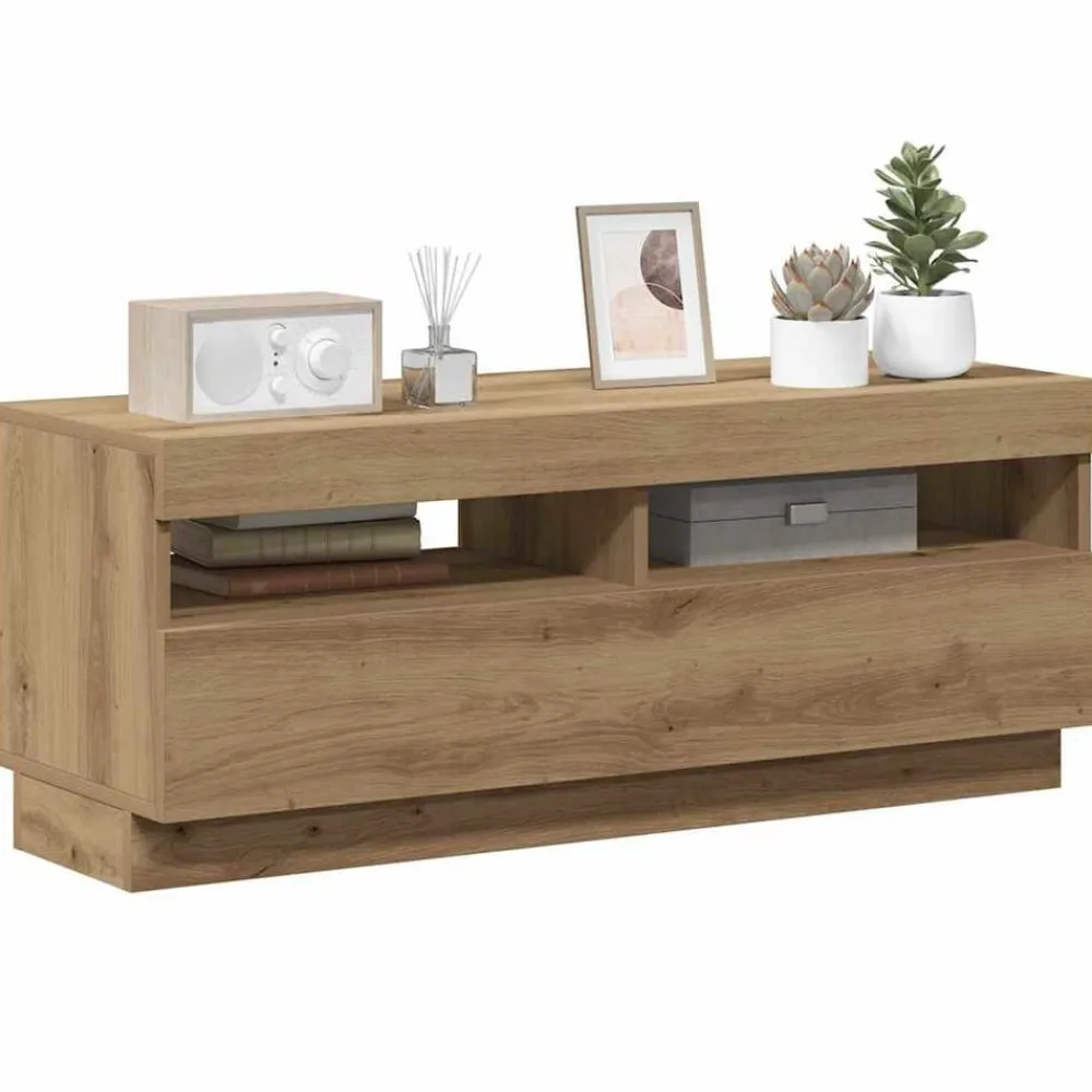 vidaXL Muebles Tv-Mueble TV luces LED madera ingeniería 100x35x40cm