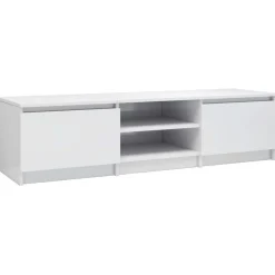 vidaXL Mueble TV madera contrachapada 140x40x35,5cm Blanco brillante Discount