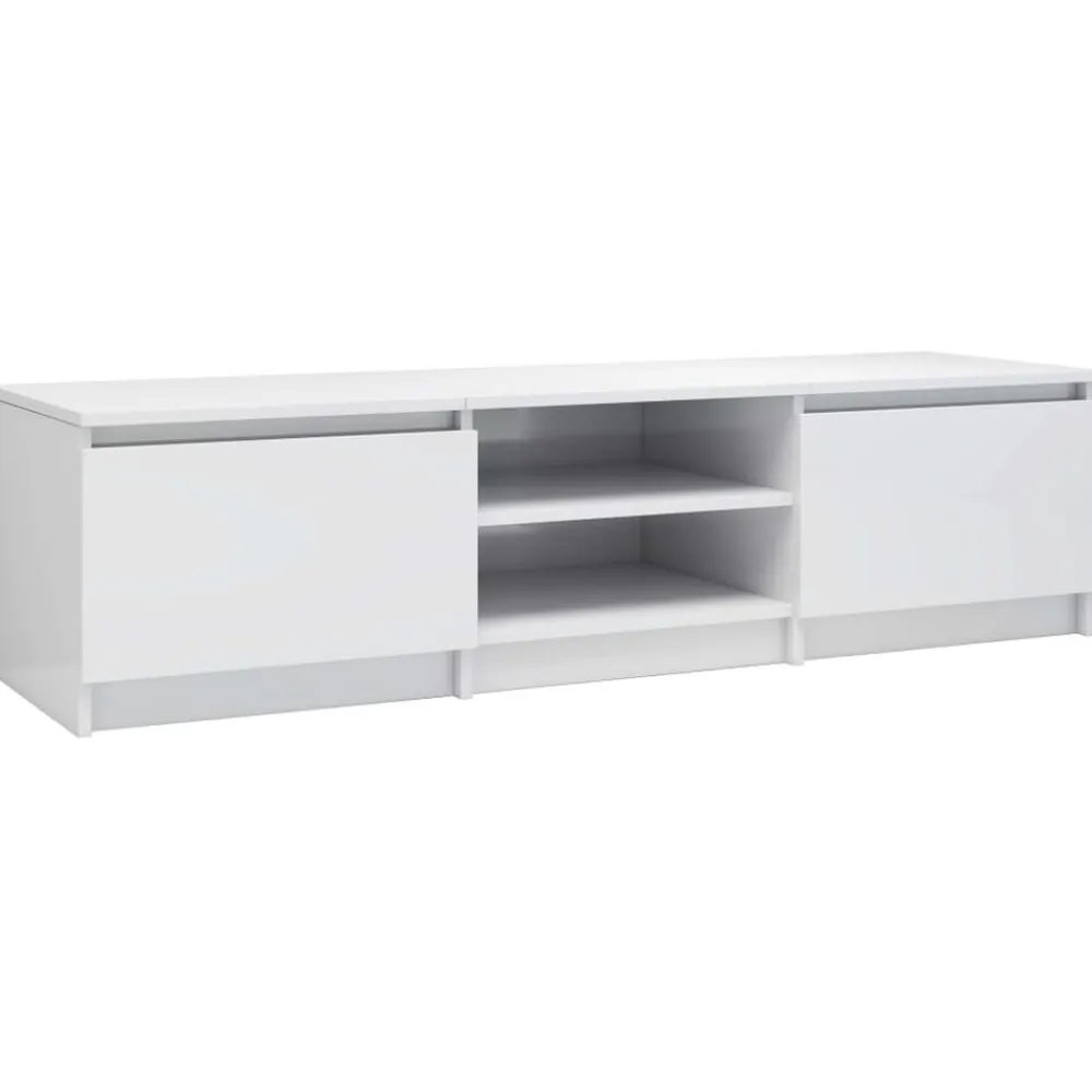 vidaXL Mueble TV madera contrachapada 140x40x35,5cm Blanco brillante Discount