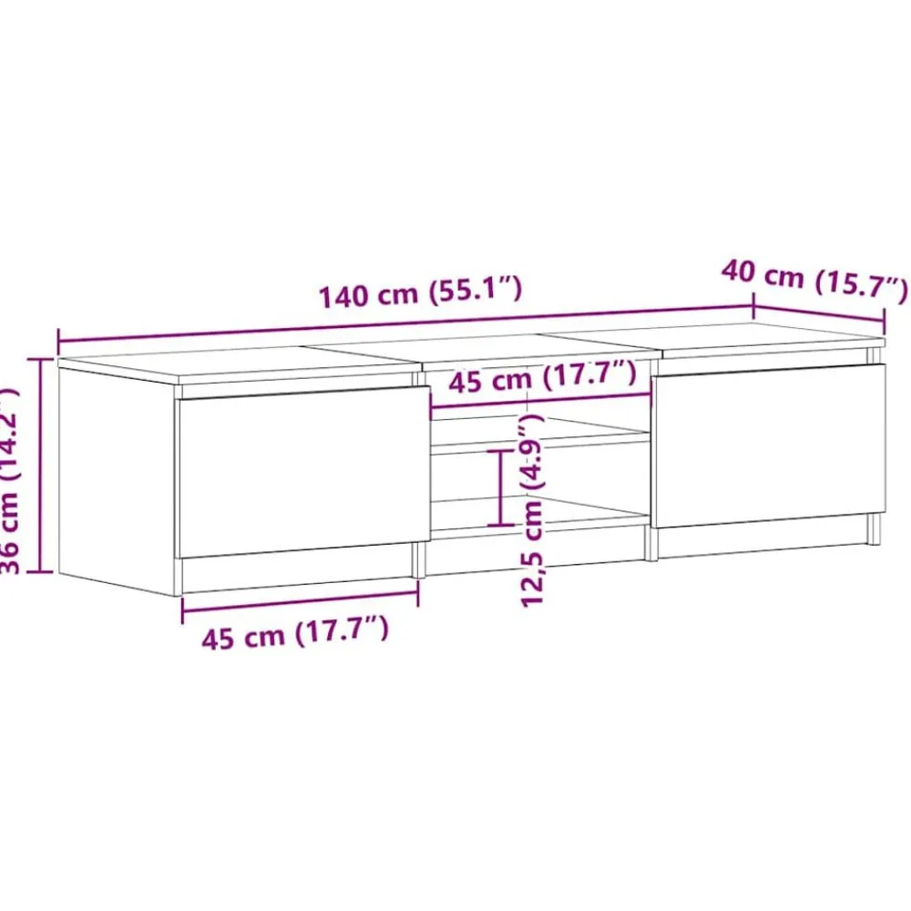 vidaXL Mueble TV madera contrachapada 140x40x35,5cm Blanco brillante Discount