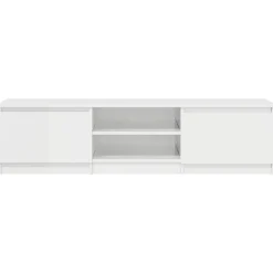 vidaXL Mueble TV madera contrachapada 140x40x35,5cm Blanco brillante Discount