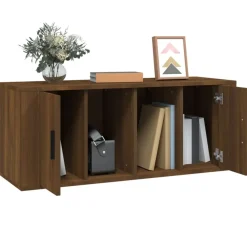 vidaXL Muebles Tv-Mueble TV madera contrachapada color marrón roble 100x35x40 cm
