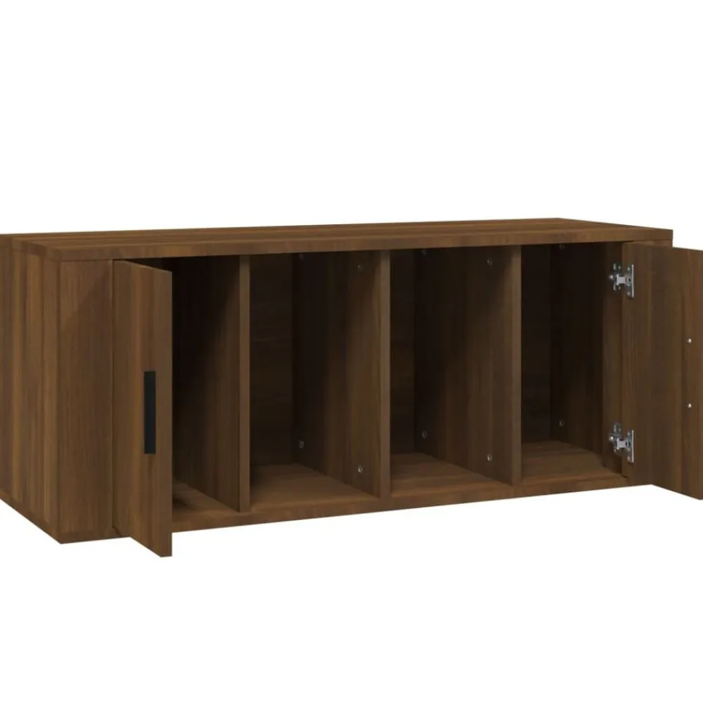 vidaXL Muebles Tv-Mueble TV madera contrachapada color marrón roble 100x35x40 cm