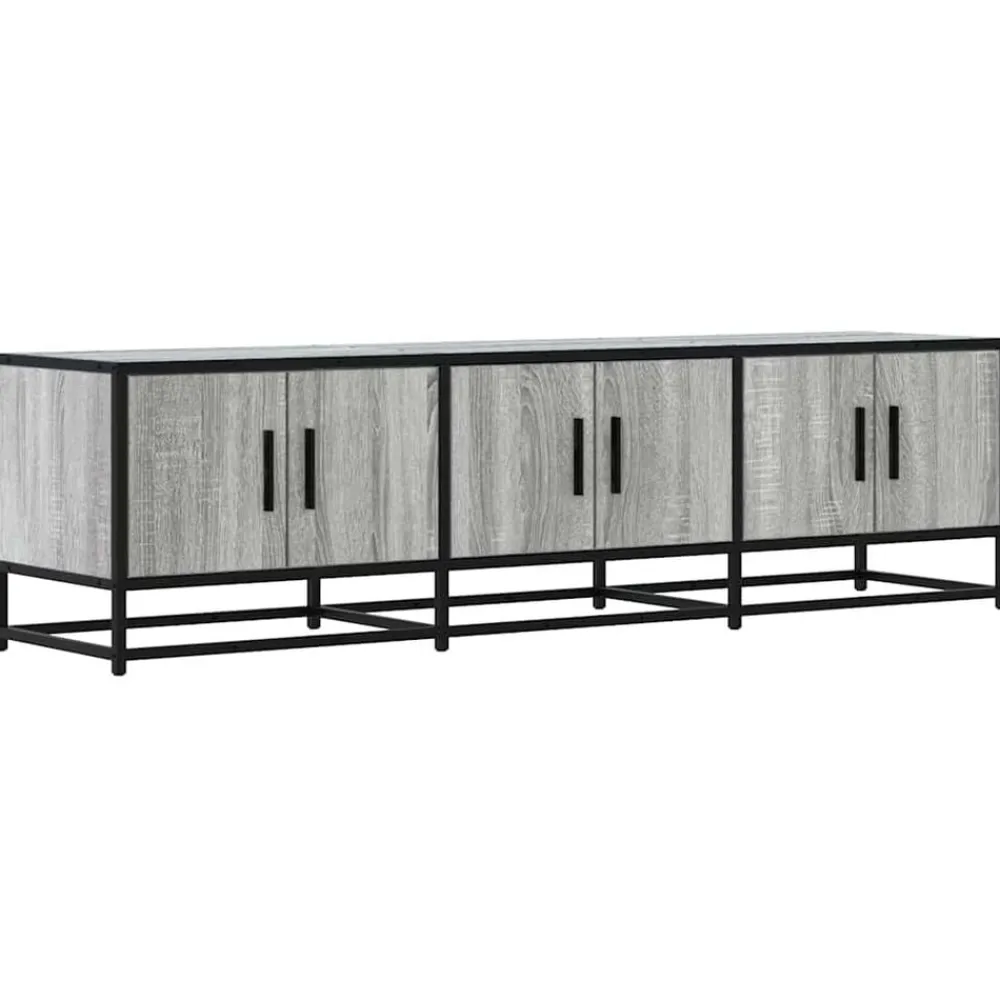 vidaXL Mueble TV madera ingeniería y metal 150x35x41 cm Gris sonoma Outlet
