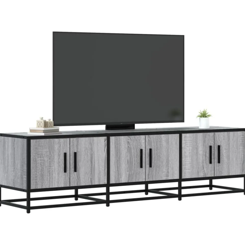 vidaXL Mueble TV madera ingeniería y metal 150x35x41 cm Gris sonoma Outlet