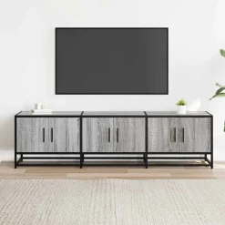 vidaXL Mueble TV madera ingeniería y metal 150x35x41 cm Gris sonoma Outlet