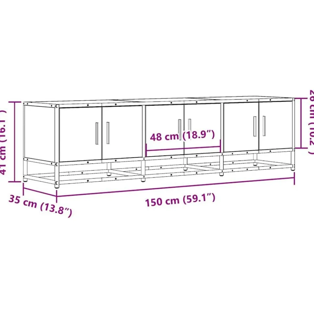 vidaXL Mueble TV madera ingeniería y metal 150x35x41 cm Gris sonoma Outlet