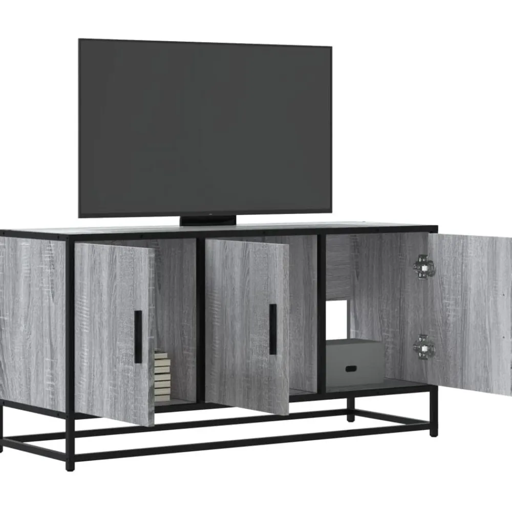 vidaXL Muebles Tv-Mueble TV madera ingeniería y metal 100x35x50 cm