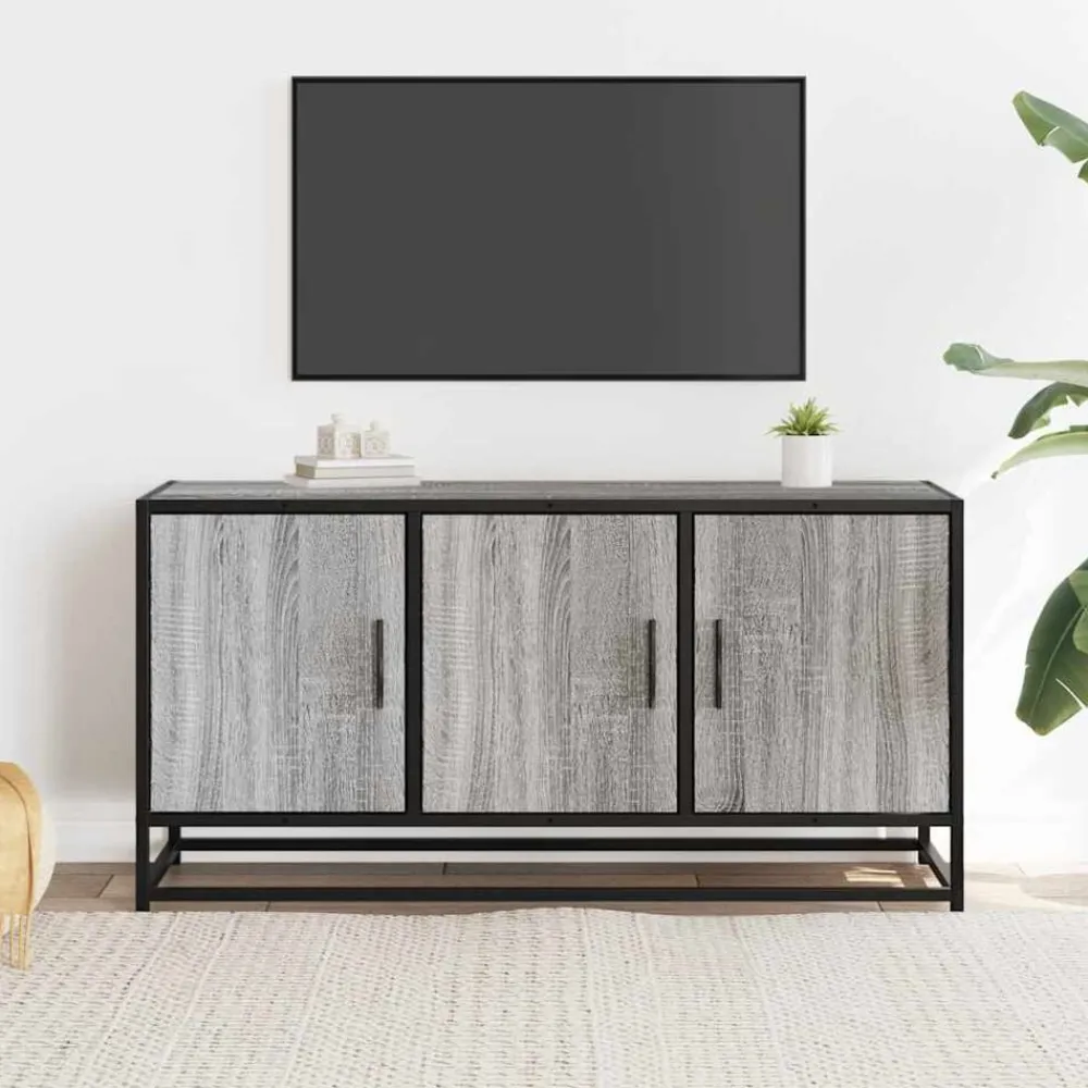 vidaXL Muebles Tv-Mueble TV madera ingeniería y metal 100x35x50 cm
