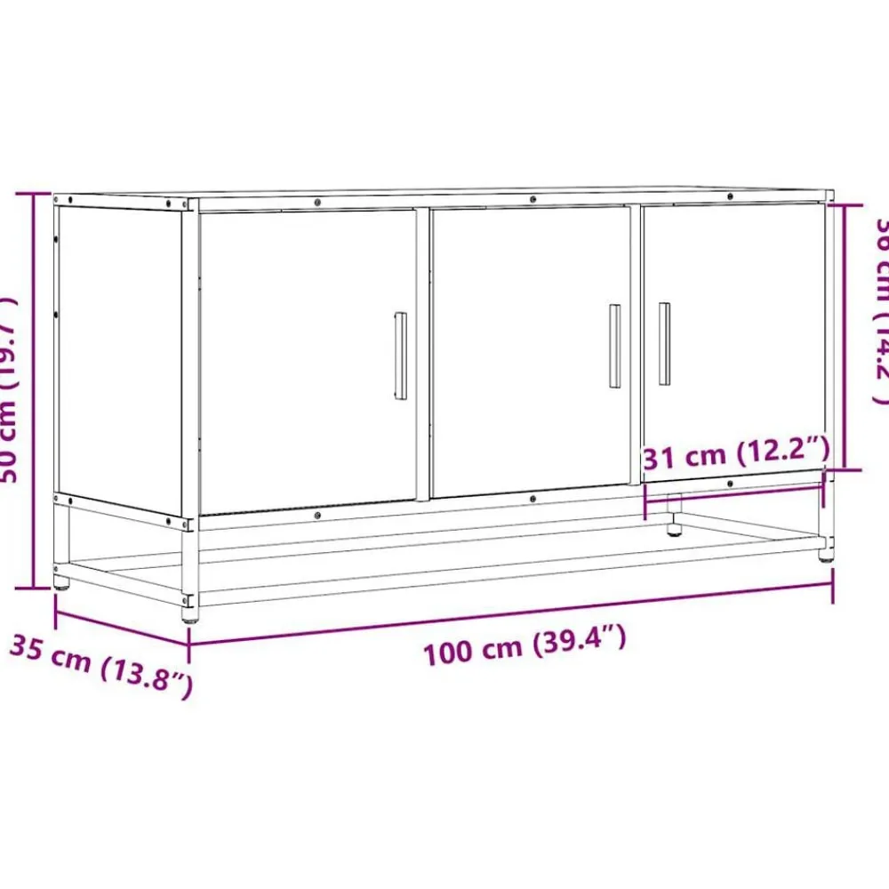 vidaXL Muebles Tv-Mueble TV madera ingeniería y metal 100x35x50 cm