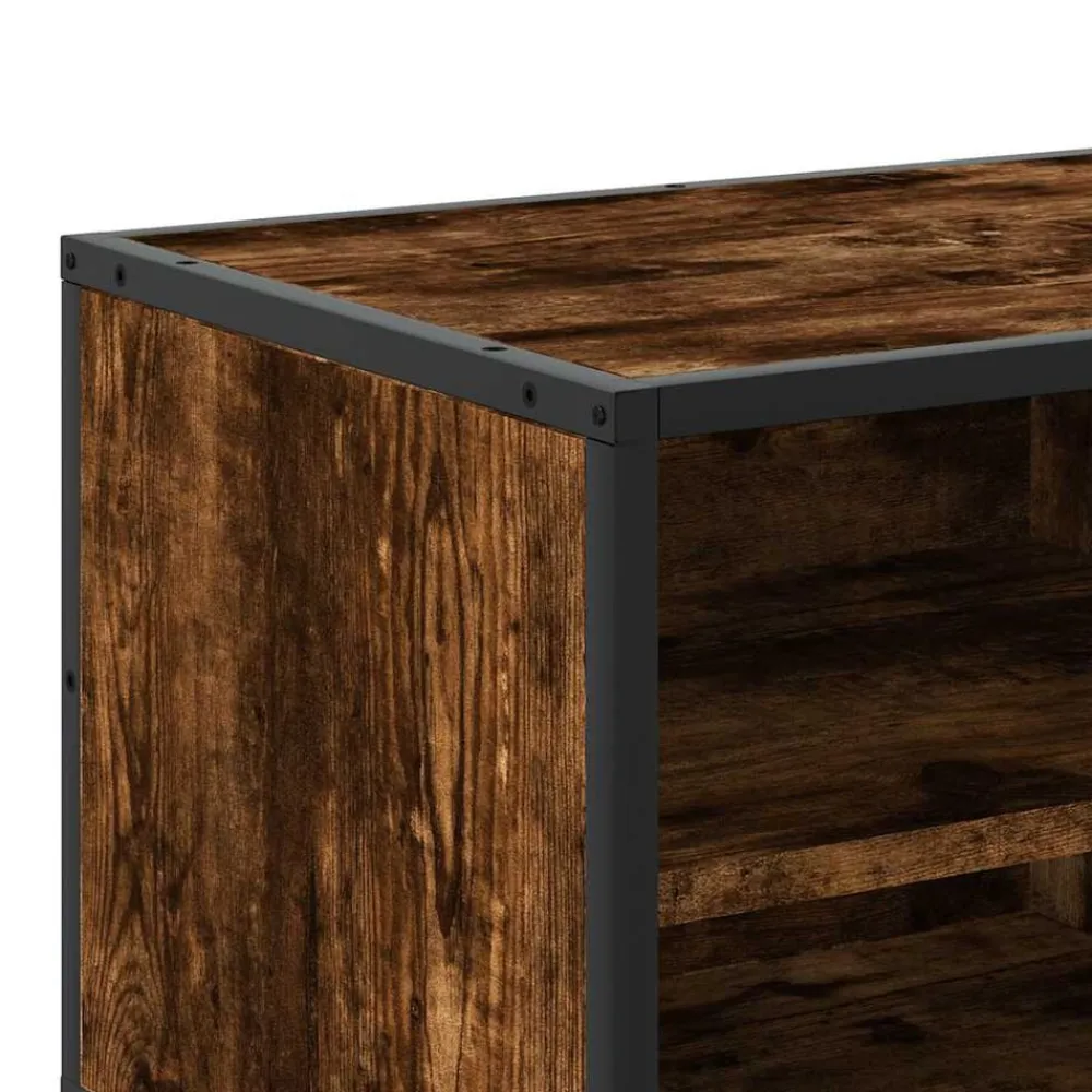 vidaXL Muebles Tv-Mueble TV metal y madera ingeniería roble humo 80x34,5x40 cm
