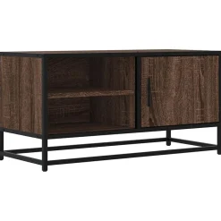 vidaXL Muebles Tv-Mueble TV metal y madera ingeniería marrón roble 80x34,5x40 cm
