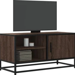 vidaXL Muebles Tv-Mueble TV metal y madera ingeniería marrón roble 80x34,5x40 cm