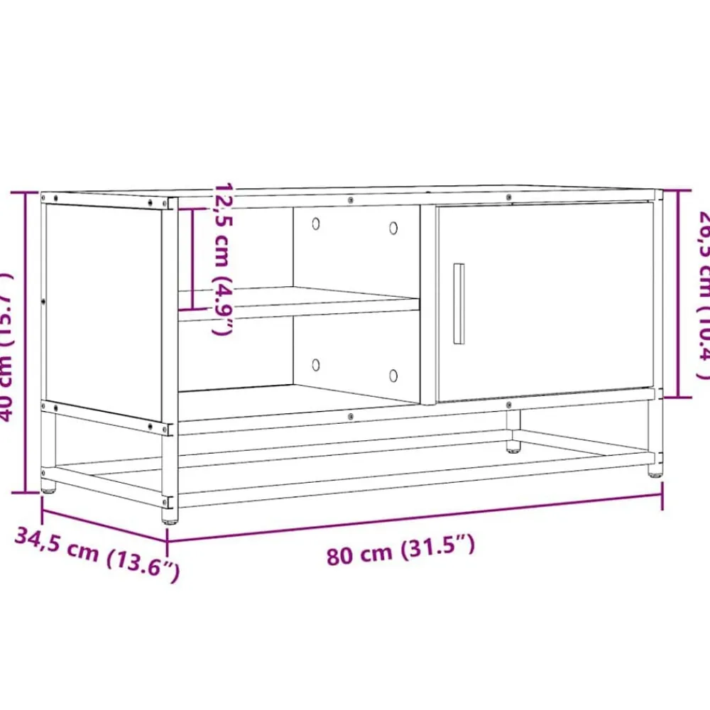vidaXL Muebles Tv-Mueble TV metal y madera ingeniería marrón roble 80x34,5x40 cm