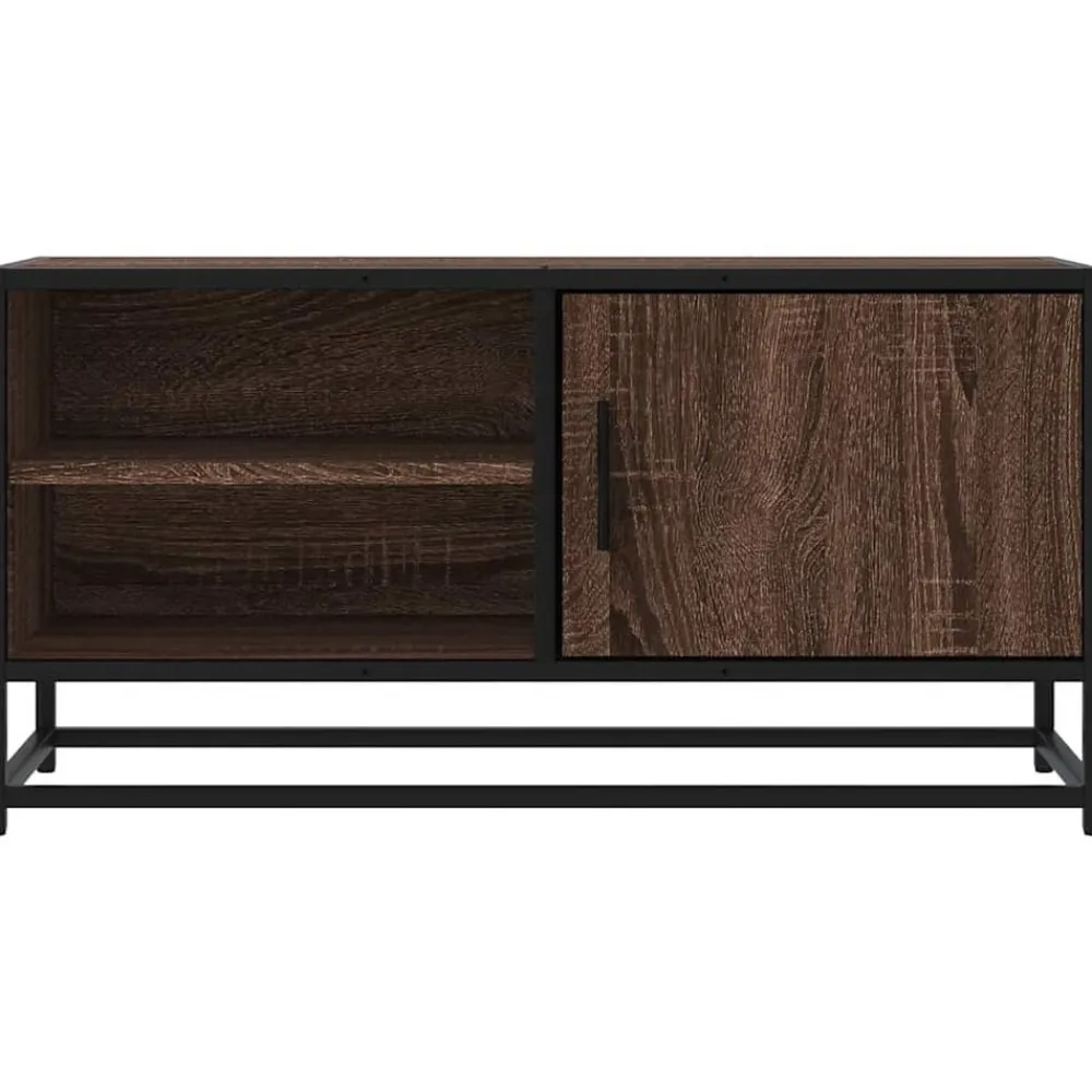 vidaXL Muebles Tv-Mueble TV metal y madera ingeniería marrón roble 80x34,5x40 cm