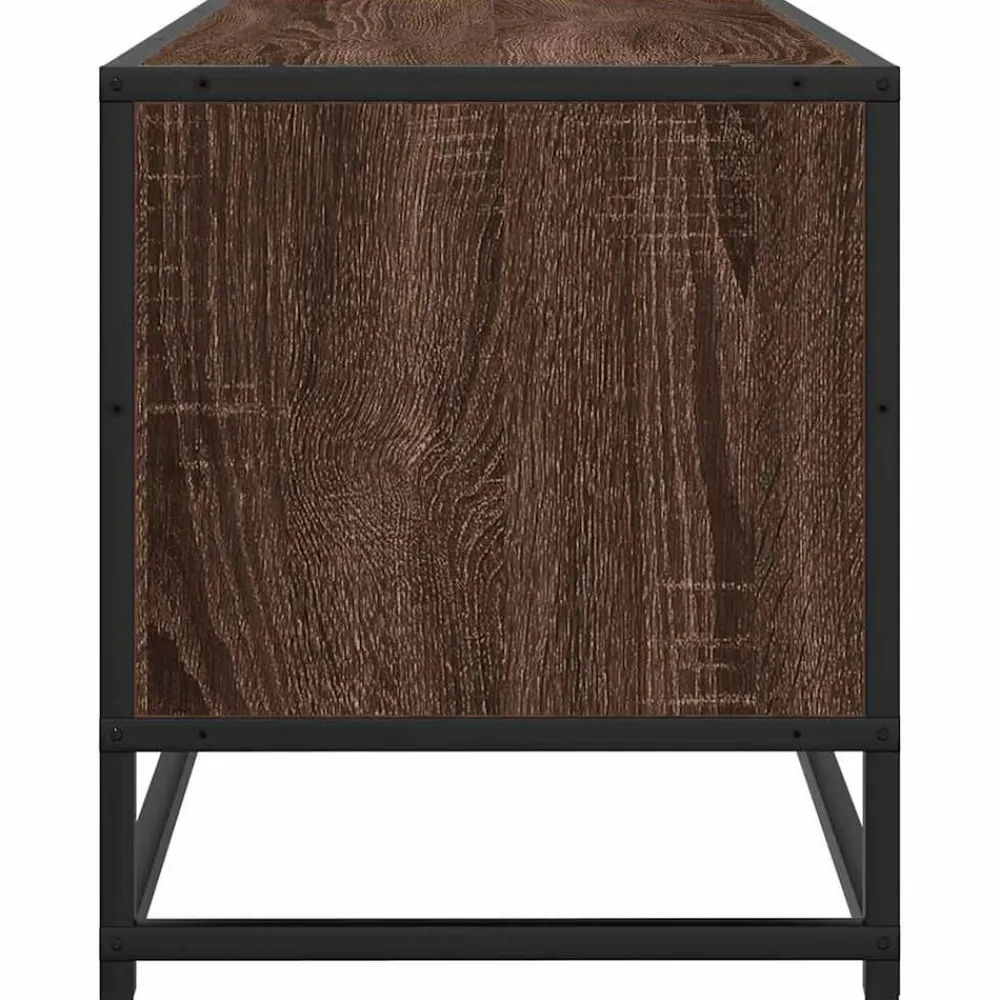 vidaXL Muebles Tv-Mueble TV metal y madera ingeniería marrón roble 80x34,5x40 cm