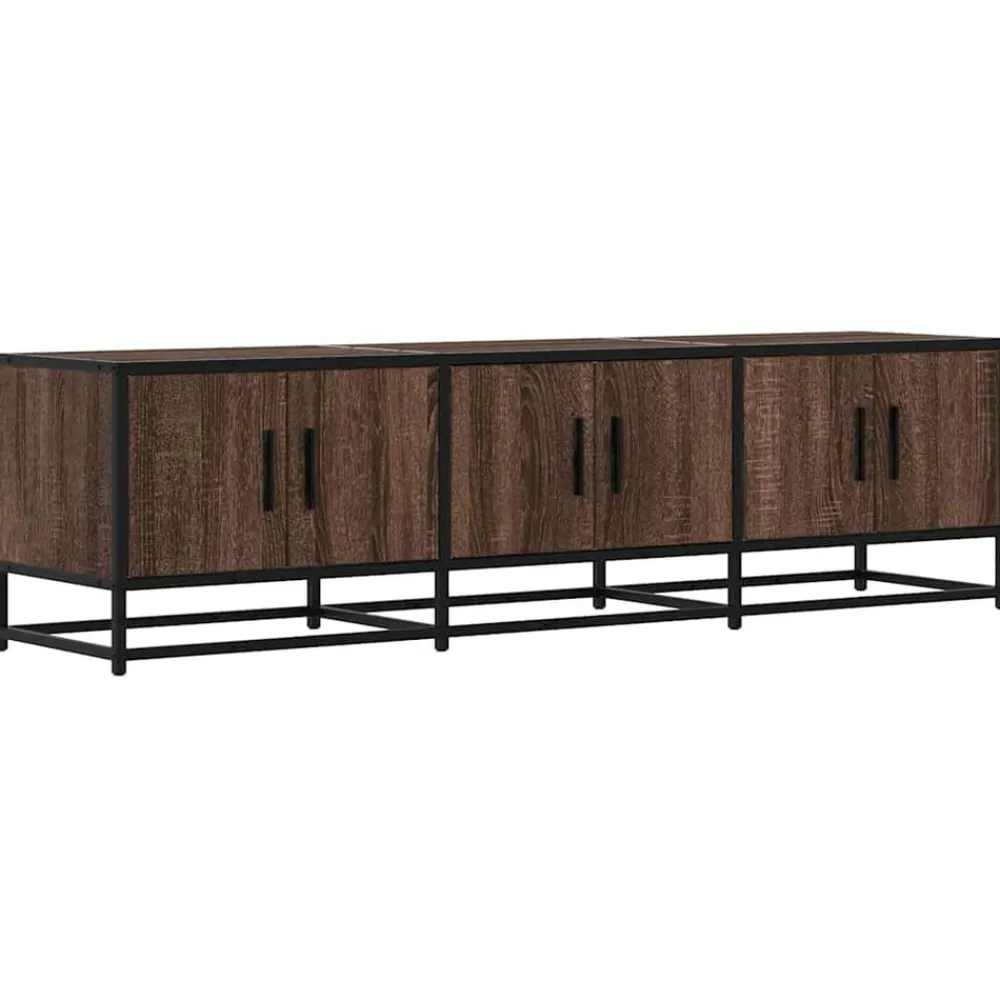 vidaXL Muebles Tv-Mueble TV metal y madera ingeniería marrón roble 150x35x41 cm