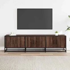 vidaXL Muebles Tv-Mueble TV metal y madera ingeniería marrón roble 150x35x41 cm