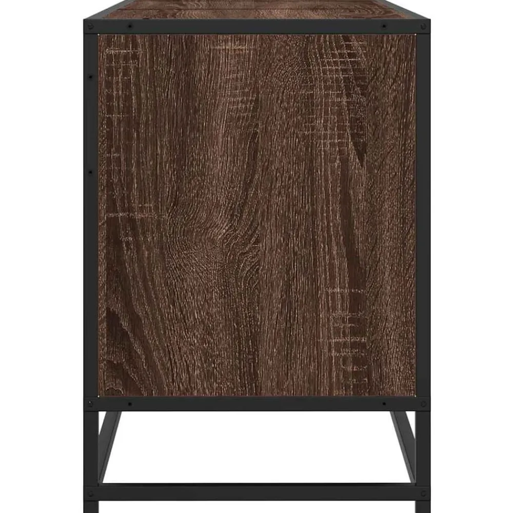 vidaXL Muebles Tv-Mueble TV metal y madera ingeniería marrón roble 150x35x41 cm