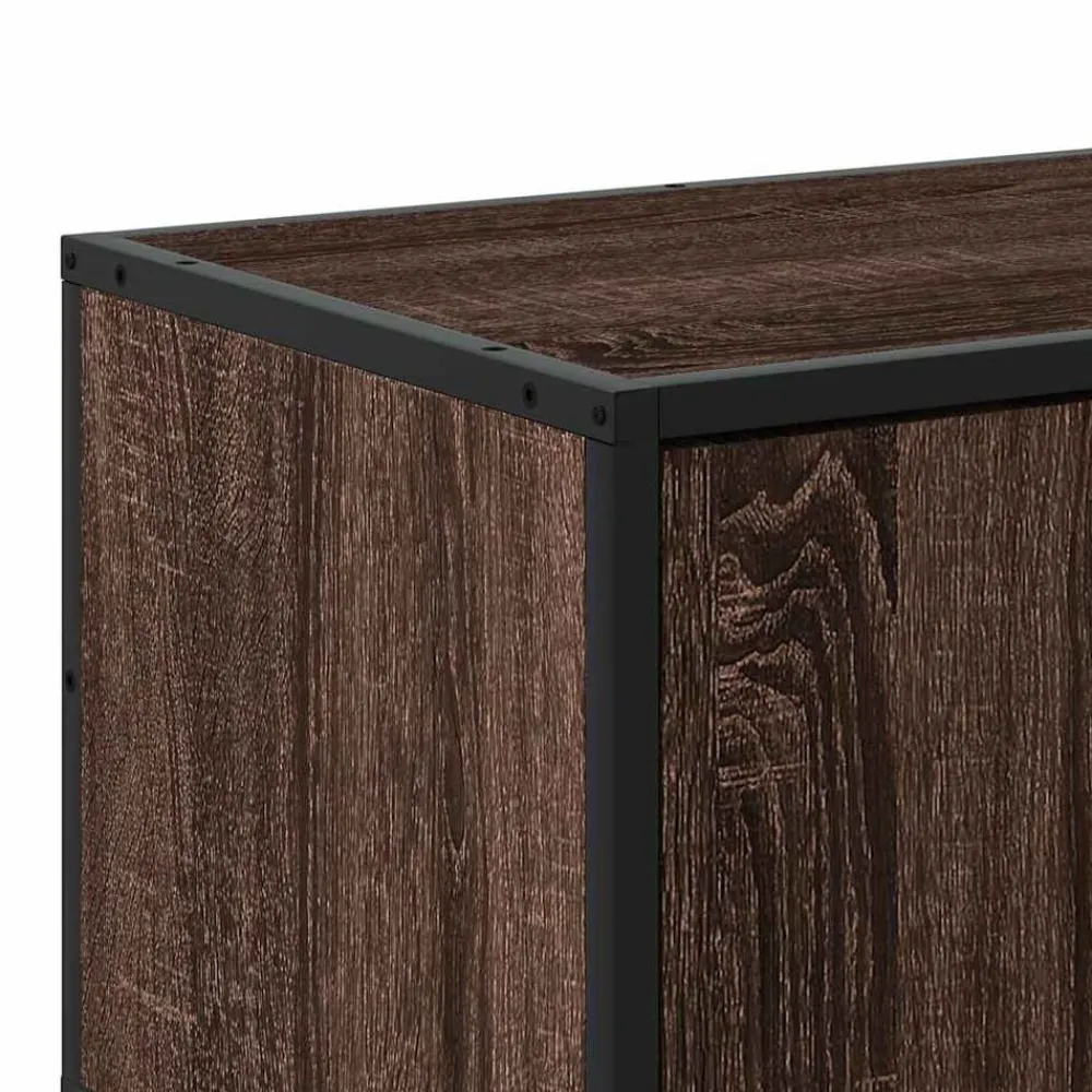vidaXL Muebles Tv-Mueble TV metal y madera ingeniería marrón roble 150x35x41 cm