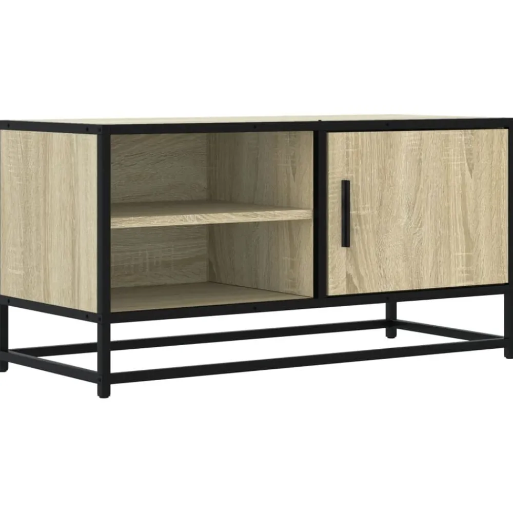 vidaXL Muebles Tv-Mueble TV metal y madera ingeniería 80x34,5x40 cm