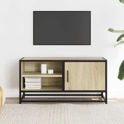 vidaXL Muebles Tv-Mueble TV metal y madera ingeniería 80x34,5x40 cm