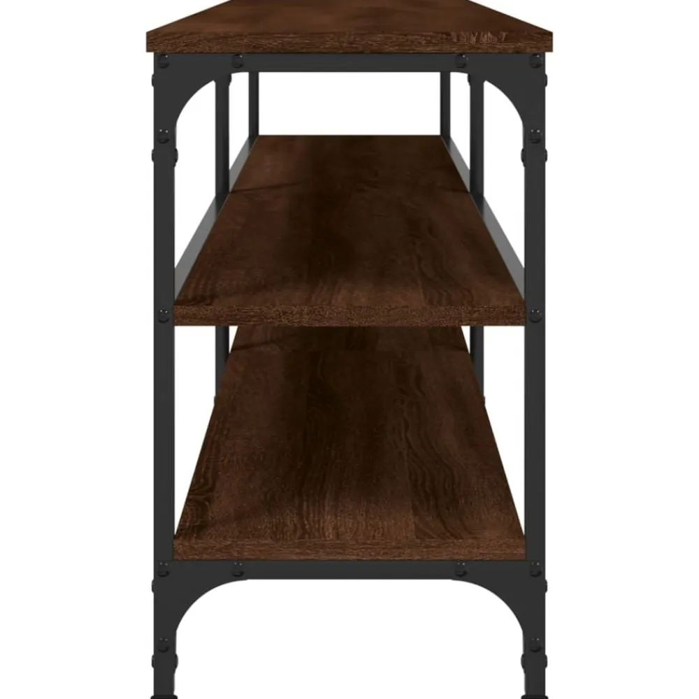 vidaXL Mueble TV metal y madera contrachapada marrón roble 180x30x50cm Marrón roble