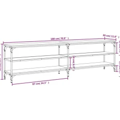 vidaXL Mueble TV metal y madera contrachapada marrón roble 180x30x50cm Marrón roble