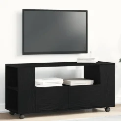 vidaXL Mueble TV ruedas madera ingeniería 102x34,5x43cm Roble negro Online