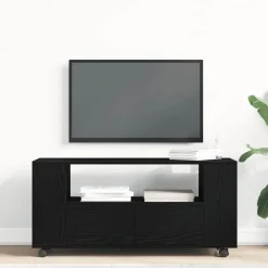 vidaXL Mueble TV ruedas madera ingeniería 102x34,5x43cm Roble negro Online