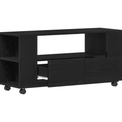 vidaXL Mueble TV ruedas madera ingeniería 102x34,5x43cm Roble negro Online