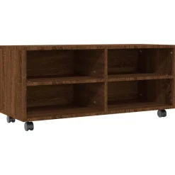 vidaXL Muebles Tv-Mueble TV ruedas madera contrachapada roble marrón 90x35x35 cm