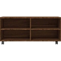 vidaXL Muebles Tv-Mueble TV ruedas madera contrachapada roble marrón 90x35x35 cm