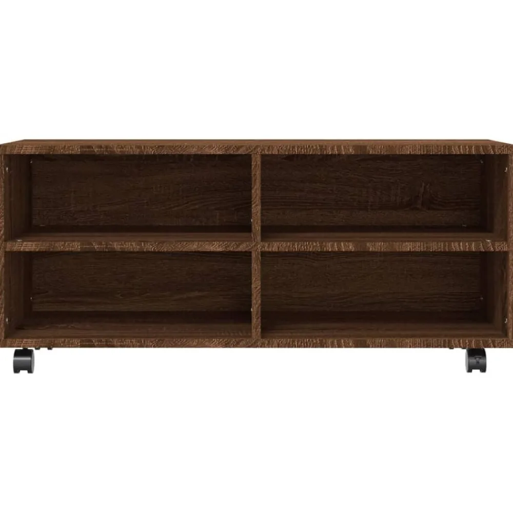 vidaXL Muebles Tv-Mueble TV ruedas madera contrachapada roble marrón 90x35x35 cm