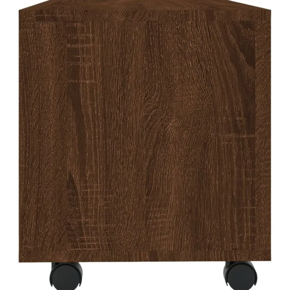 vidaXL Muebles Tv-Mueble TV ruedas madera contrachapada roble marrón 90x35x35 cm