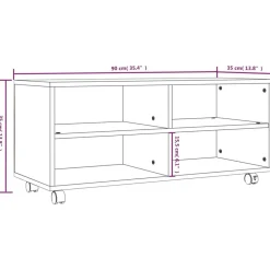 vidaXL Muebles Tv-Mueble TV ruedas madera contrachapada roble marrón 90x35x35 cm