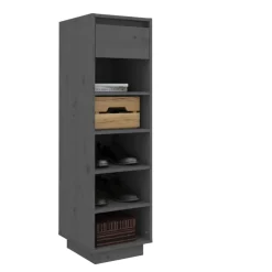 vidaXL Mueble zapatero de madera maciza de pino 30x34x105 cm Gris Sale