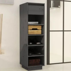 vidaXL Mueble zapatero de madera maciza de pino 30x34x105 cm Gris Sale