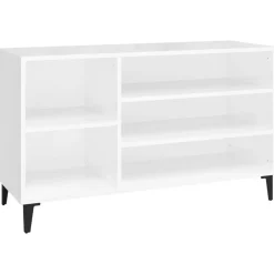 vidaXL Productos Del Hogar-Mueble zapatero madera contrachapada blanco brillo 102x36x60 cm