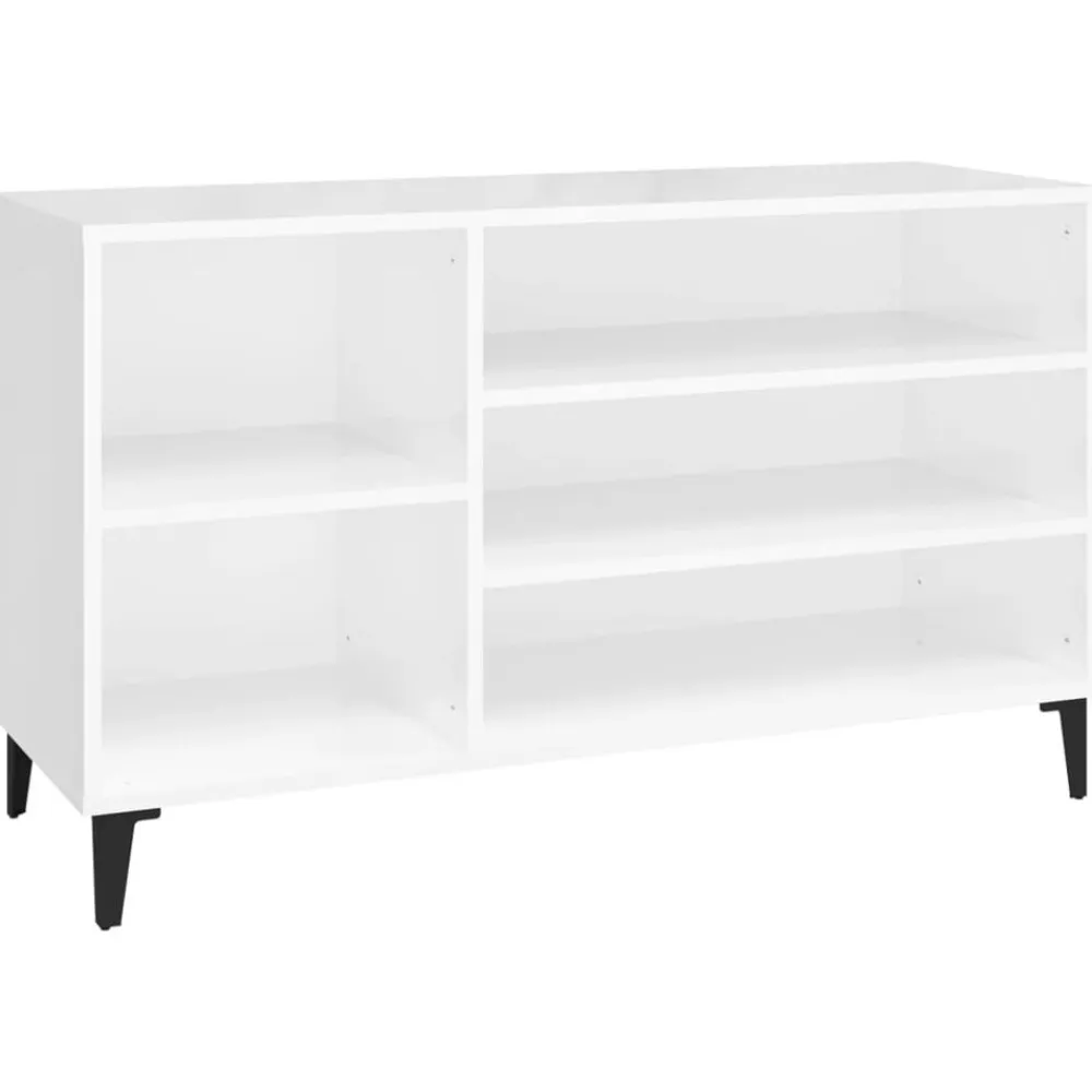 vidaXL Productos Del Hogar-Mueble zapatero madera contrachapada blanco brillo 102x36x60 cm